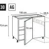 PICCANTE Smart Front Eckunterschrank 100 cm 1 Drehtür BASALT GREY "AG"