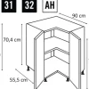 PICCANTE Smart Frontenset Eckunterschrank 90 cm 2 Drehtüren SANDY BEIGE "AH"