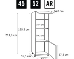 PICCANTE Smart Frontenset Hochschrank für Mikrowelle und Backofen 1 Klappe und 1 Drehtür COUNTRY GREY "AR"