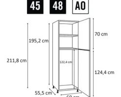 PICCANTE Smart Frontenset Hochschrank 2 Drehtüren RUST RED 