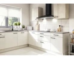 PICCANTE Smart Frontenset Hochschrank für Mikrowelle und Backofen 1 Klappe und 1 Drehtür SANDY BEIGE "AR"