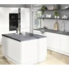 PICCANTE Smart Frontenset Hochschrank für Mikrowelle und Backofen 1 Klappe und 1 Drehtür LAQUER WHITE hochglanz lackiert mit integrierter Griffmulde "AR"
