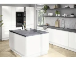 PICCANTE Smart Frontenset Hochschrank für Mikrowelle und Backofen 1 Klappe und 1 Drehtür LAQUER WHITE hochglanz lackiert mit integrierter Griffmulde "AR"