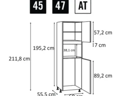 PICCANTE Smart Frontenset Hochschrank für Backofen und Microwelle 2 Drehtüren STONE GREEN 