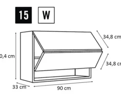 PICCANTE Smart Frontenset Oberschrank 90 cm Falttür GLOSSY WHITE hochglanz"W"