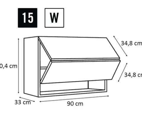 PICCANTE Smart Frontenset Oberschrank 90 cm Falttür COUNTRY GREY "W"