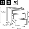 PICCANTE Smart Frontenset Unterschrank 60 cm 1 Schubkastenblende und 2 Auszugblenden COUNTRY WHITE "AC"