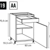 PICCANTE Smart Frontenset Unterschrank 60 cm 1 Drehtür und 1 Schubkastenblende GLOSSY WHITE hochglanz"AA"
