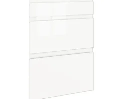 PICCANTE Smart Frontenset Unterschrank 50 cm 1 Schubkastenblende und 2 Auszugblenden LAQUER WHITE hochglanz lackiert mit integrierter Griffmulde