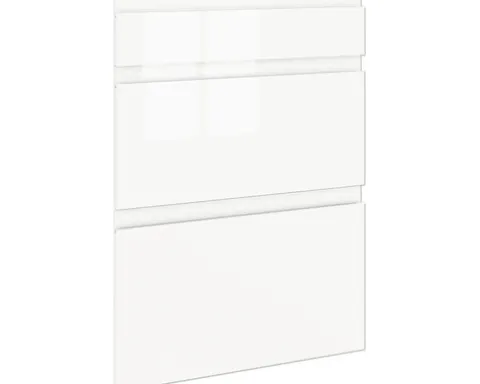 PICCANTE Smart Frontenset Unterschrank 50 cm 1 Schubkastenblende und 2 Auszugblenden LAQUER WHITE hochglanz lackiert mit integrierter Griffmulde "AB"