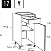 PICCANTE Smart Frontenset Unterschrank 40 cm 1 Drehtür und 1 Schubkastenblende LIGHT OAK "Y"