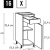 PICCANTE Smart Frontenset Unterschrank 30 cm 1 Drehtür und 1 Schubkastenblende LAQUER ANTHRACITE hochglanz "X"