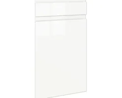 PICCANTE Smart Frontenset Unterschrank 40 cm 1 Drehtür und 1 Schubkastenblende LAQUER WHITE hochglanz lackiert mit integrierter Griffmulde "Y"