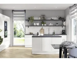 PICCANTE Smart Frontenset Unterschrank 60 cm 1 Drehtür und 1 Schubkastenblende LAQUER WHITE hochglanz lackiert mit integrierter Griffmulde 