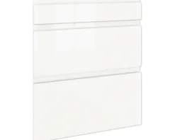 PICCANTE Smart Frontenset Unterschrank 60 cm 1 Schubkastenblende und 2 Auszugblenden LAQUER WHITE hochglanz lackiert mit integrierter Griffmulde