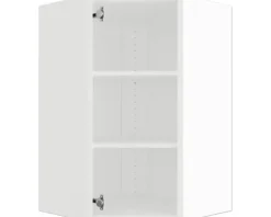 PICCANTE Smart Hängeschrankkorpus für 60 x 60 cm Eckoberschrank für 1 Drehtür BxTxH 59,4 x 33 x 89,6 cm SOFT WHITE Clickmontage