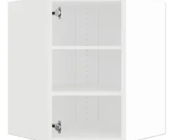 PICCANTE Smart Hängeschrankkorpus für 60 x 60 cm Eckoberschrank für 1 Drehtür BxTxH 59,4 x 33 x 70,4 cm SOFT WHITE Clickmontage 