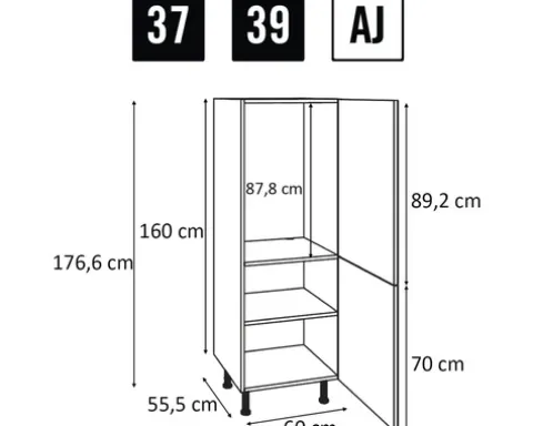 PICCANTE Smart Midischrankkorpus Seitenpaket BxTxH 60 x 55,5 x 176,6 cm SOFT WHITE Clickmontage "Nr. 37"