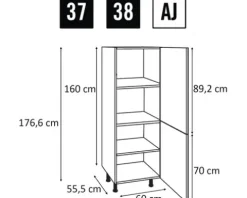 PICCANTE Smart Midischrankkorpus Seitenpaket BxTxH 60 x 55,5 x 176,6 cm SOFT WHITE Clickmontage