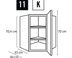 PICCANTE Smart Schranktür für Eckoberschrank 60 cm H: 70 cm BASALT GREY