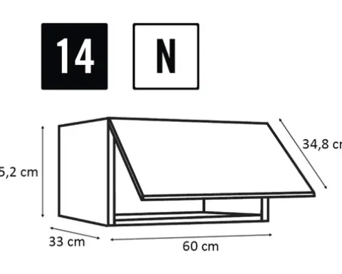 PICCANTE Smart Schranktür für Klappenschrank 60 cm SOFT WHITE "N"