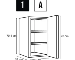 PICCANTE Smart Schranktür für Oberschrank 30 x 70 cm COUNTRY WHITE "A"