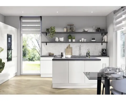 PICCANTE Smart Schranktür für Oberschrank 30 x 70 cm LAQUER WHITE hochglanz lackiert mit integrierter Griffmulde "A"