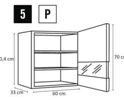 PICCANTE Smart Segmentglastür für Oberschrank 60 x 70 cm WILD OAK "P"
