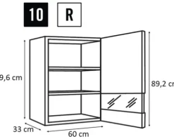 PICCANTE Smart Segmentglastür für Oberschrank 60 x 89,2 cm MATT ANTHRACITE