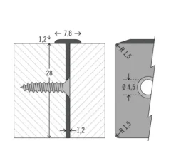 PICCANTE Verbindungsprofil Aluminium für Arbeitsplatten mit 28 mm Stärke und PP-Kante Radius 1,5 mm Länge: 635 mm