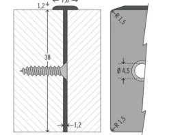 PICCANTE Verbindungsprofil Aluminium für Arbeitsplatten mit 38 mm Stärke und PP-Kante Radius 1,5 mm Länge: 635 mm