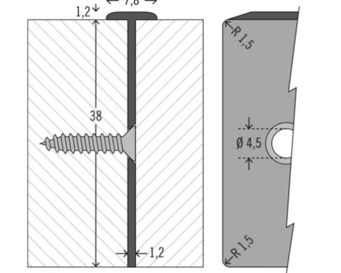 PICCANTE Verbindungsprofil Aluminium für Arbeitsplatten mit 38 mm Stärke und PP-Kante Radius 1,5 mm Länge: 635 mm