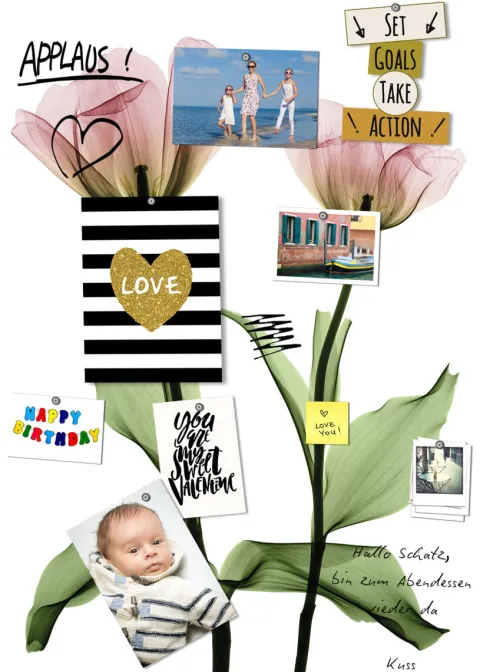 Pinnwand Magnetisches Memoboard |Tafel | Kalender | Wandkalender | 70x50cm | MMB0122 | Blume | Blumen