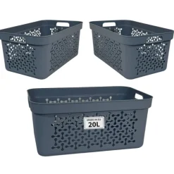 Plastard Wäschekorb 3er-Set, Blau 20 L – Stabilen Kunststoff Wäschebehälter mit Griffen, BPA-Frei, stapelbar & vielseitig, Ideal für Schmutzwäsche & Aufbewahrung im Haushalt