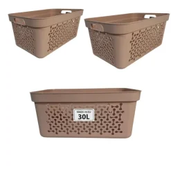 Plastard Wäschekorb 3er-Set, Pink 30 L – Stabilen Kunststoff Wäschebehälter mit Griffen, BPA-Frei, stapelbar & vielseitig, Ideal für Schmutzwäsche & Aufbewahrung im Haushalt