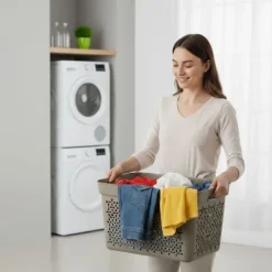 Plastard Wäschekorb 3er-Set, Beige 30 L – Stabilen Kunststoff Wäschebehälter mit Griffen, BPA-Frei, stapelbar & vielseitig, Ideal für Schmutzwäsche & Aufbewahrung im Haushalt