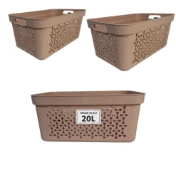 Plastard Wäschekorb 3er-Set, Pink 20 L – Stabilen Kunststoff Wäschebehälter mit Griffen, BPA-Frei, stapelbar & vielseitig, Ideal für Schmutzwäsche & Aufbewahrung im Haushalt