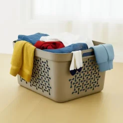 Plastard Wäschekorb 2er-Set, Beige 20 L – Stabilen Kunststoff Wäschebehälter mit Griffen, BPA-Frei, stapelbar & vielseitig, Ideal für Schmutzwäsche & Aufbewahrung im Haushalt