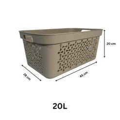 Plastard Wäschekorb 2er-Set, Beige 20 L – Stabilen Kunststoff Wäschebehälter mit Griffen, BPA-Frei, stapelbar & vielseitig, Ideal für Schmutzwäsche & Aufbewahrung im Haushalt