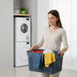 Plastard Wäschekorb 2er-Set, Blau 20 L – Stabilen Kunststoff Wäschebehälter mit Griffen, BPA-Frei, stapelbar & vielseitig, Ideal für Schmutzwäsche & Aufbewahrung im Haushalt