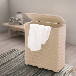 Platzsparender Wäschekorb in Beige 70l | Robinia