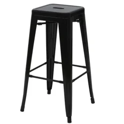PROREGAL 4er-Set Barhocker Sitzhöhe 77cm Metall Industriedesign stapelbar Schwarz Barstuhl Tresenhocker