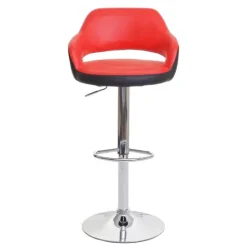 PROREGAL 2er-Set Barhocker stylisch Sitzhöhe 61-81cm mit Lehne Kunstleder Rot-schwarz Barstuhl Tresenhocker Drehhocker