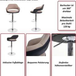 PROREGAL 2er-Set Barhocker stylisch Sitzhöhe 61-81cm mit Lehne Kunstleder Rot-schwarz Barstuhl Tresenhocker Drehhocker