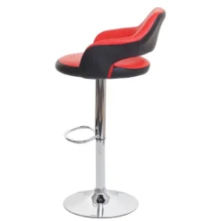 PROREGAL 2er-Set Barhocker stylisch Sitzhöhe 61-81cm mit Lehne Kunstleder Rot-schwarz Barstuhl Tresenhocker Drehhocker