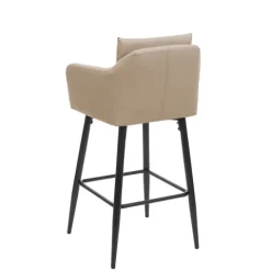 PROREGAL 2er-Set Barhocker mit Lehne Sitzhöhe 74cm Fußablage Metall Kunstleder Taupe-beige Barstuhl Tresenhocker