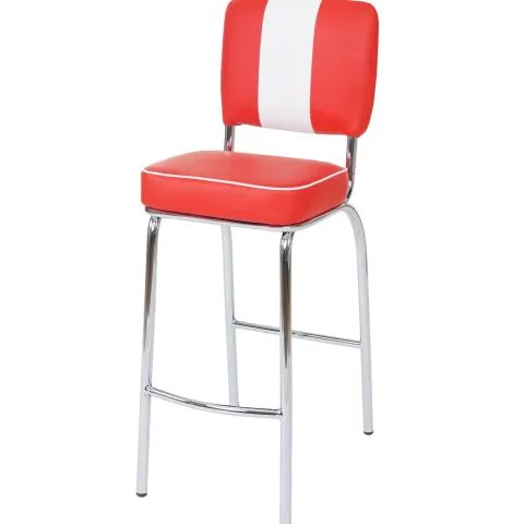 PROREGAL 2er-Set Barhocker Diner Sitzhöhe 70cm Retro 50er Jahre Design Kunstleder Rot-Weiß Barstuhl Tresenhocker