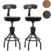 PROREGAL 2er-Set Barhocker mit Lehne Sitzhöhe 58-82cm höhenverstellbar drehbar Fußablage Industrial Stahl Kunstleder Schwarz Barstuhl