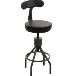 PROREGAL 2er-Set Barhocker mit Lehne Sitzhöhe 58-82cm höhenverstellbar drehbar Fußablage Industrial Stahl Kunstleder Schwarz Barstuhl