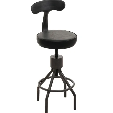 PROREGAL 2er-Set Barhocker mit Lehne Sitzhöhe 58-82cm höhenverstellbar drehbar Fußablage Industrial Stahl Kunstleder Schwarz Barstuhl